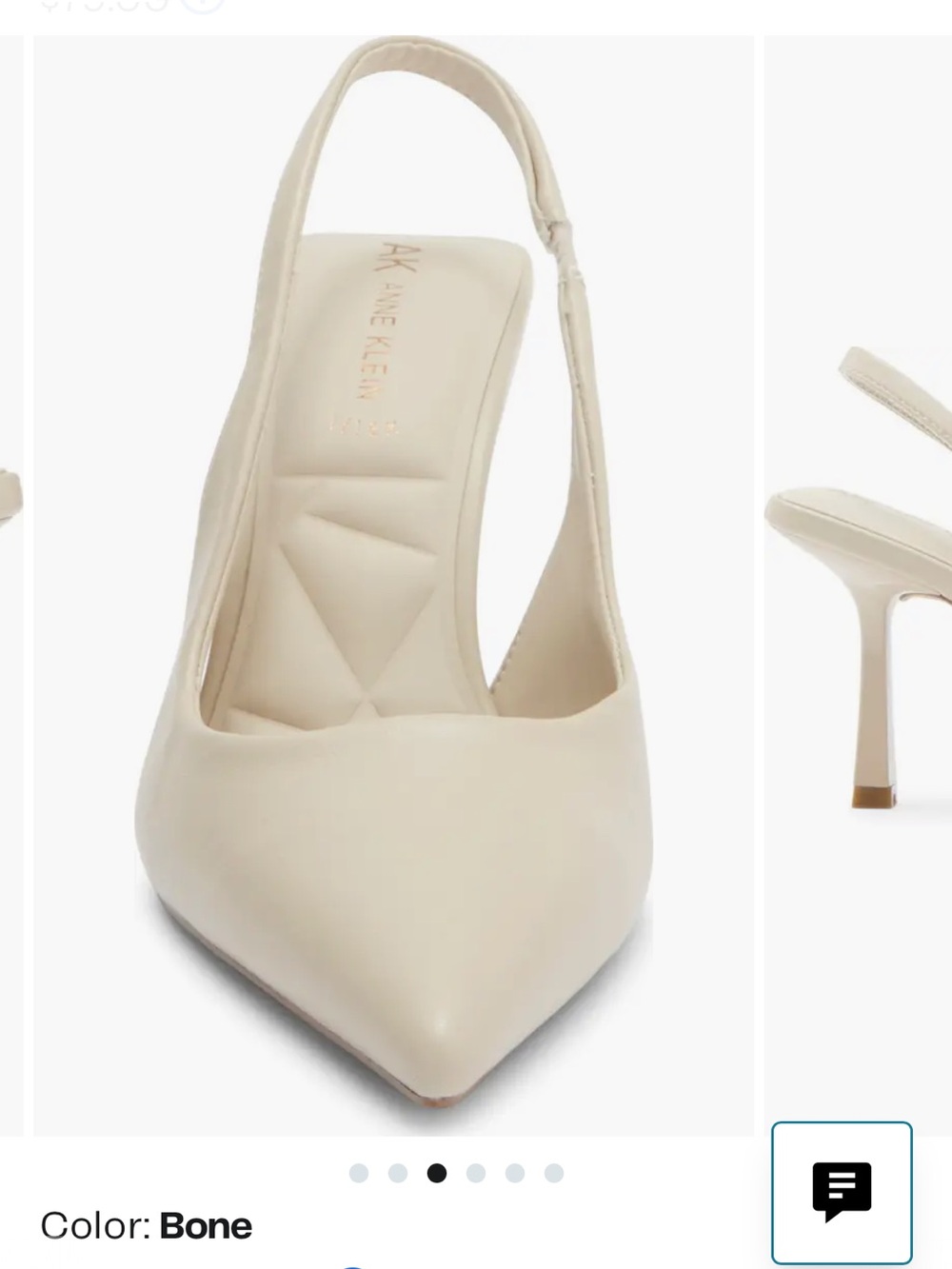 Anne Klein Cream Pointed Slingback Heels - Picture 3 of 4